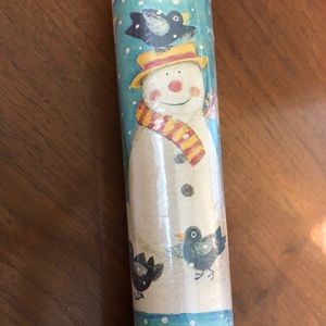 CHRISTMAS WRAP 75 SQ FT UNUSED GIBSON MADE IN USA SANTA & SNOWMAN CROWS  SCENE